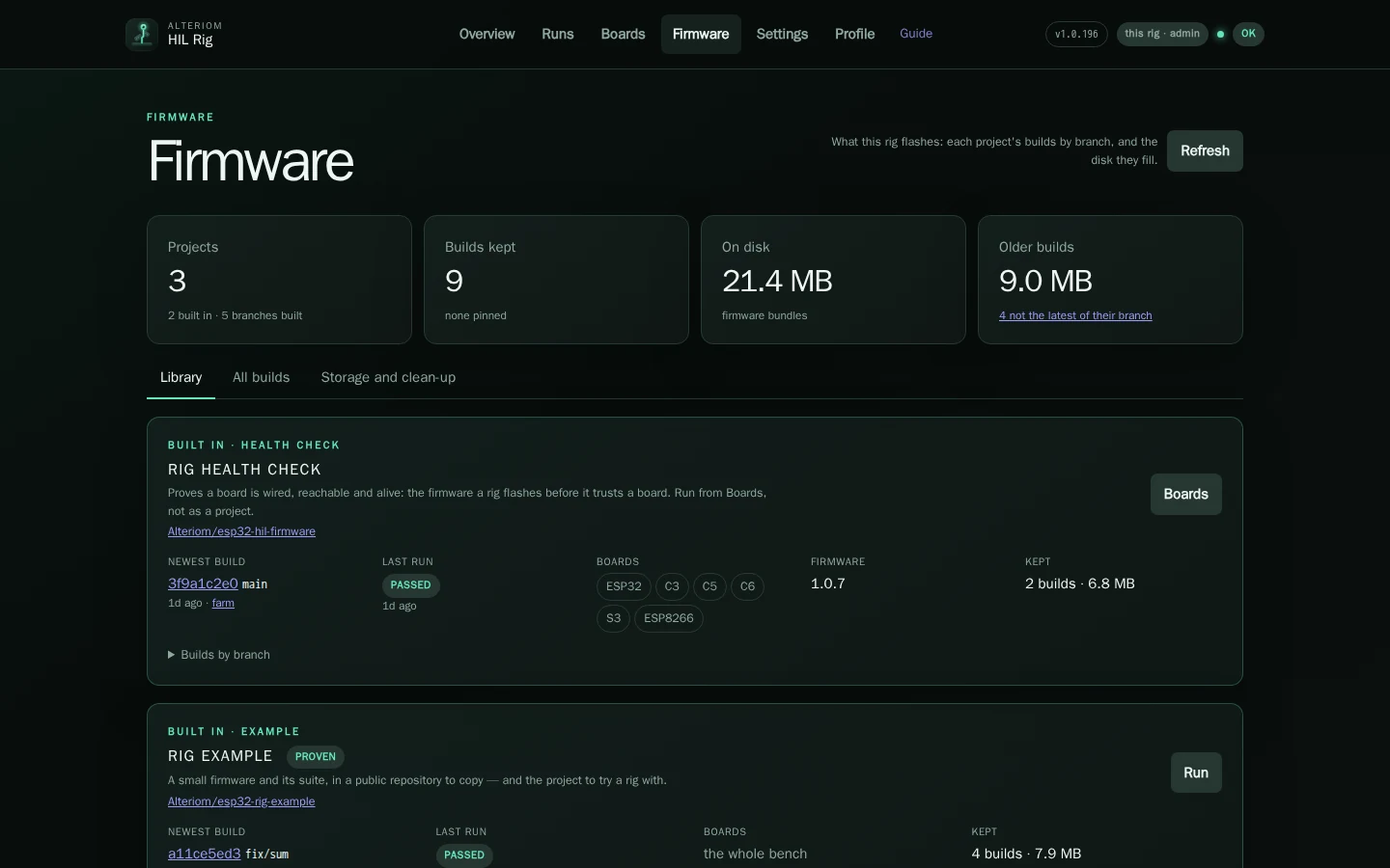 The Firmware page