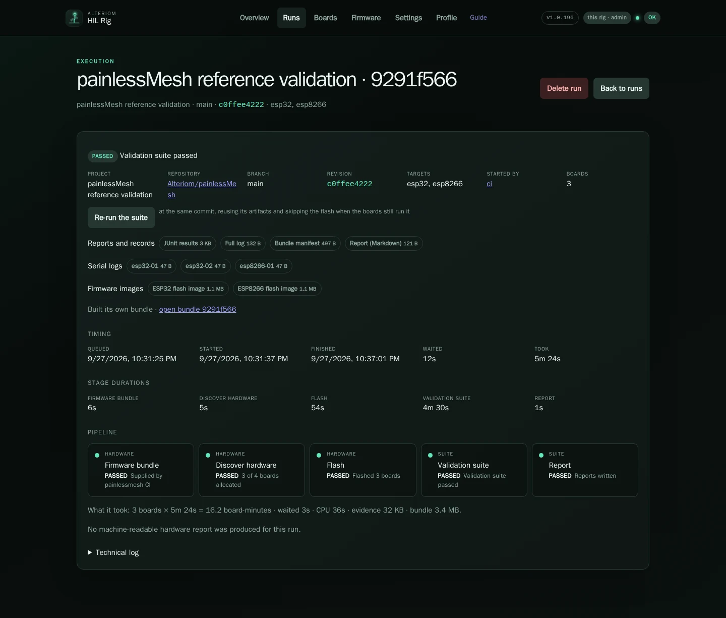 A run's page